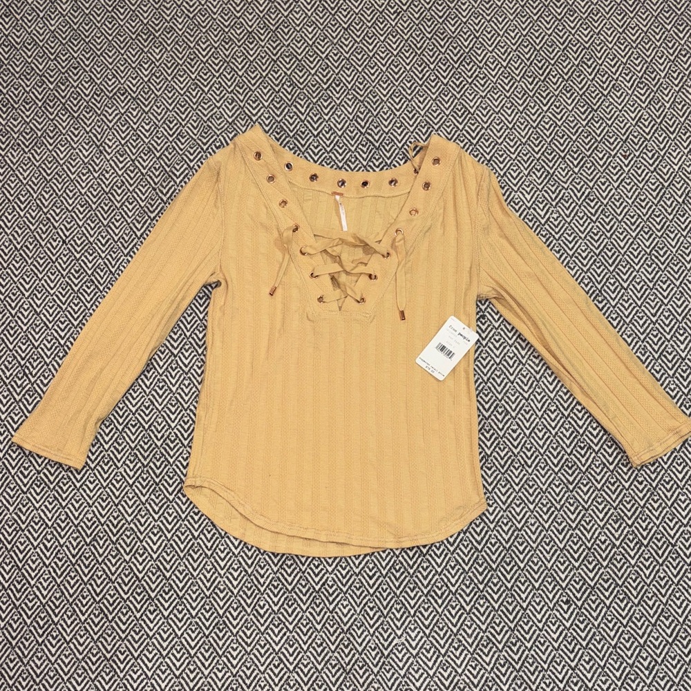 NWT FREE PEOPLE Ice Cold Lace Up Top